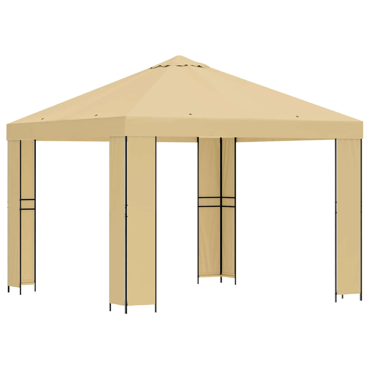 Gazebo 3 x 3 m Cream Polyester and Steel 190 gsm