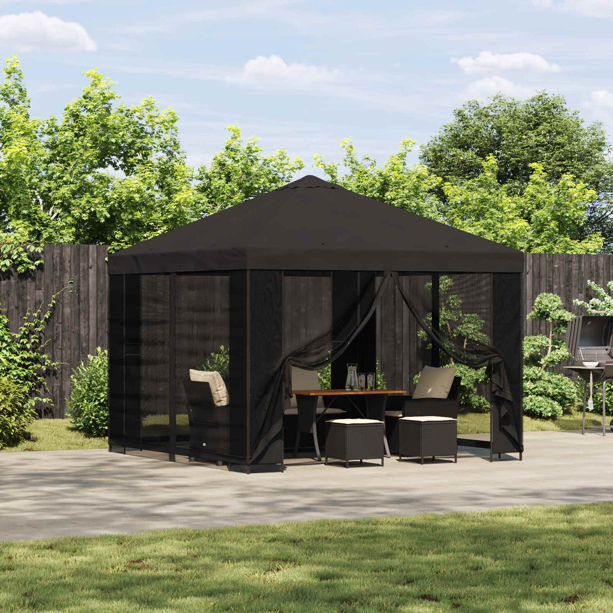 Gazebo 3 x 3 m Anthracite Polyester and Steel 190 gsm
