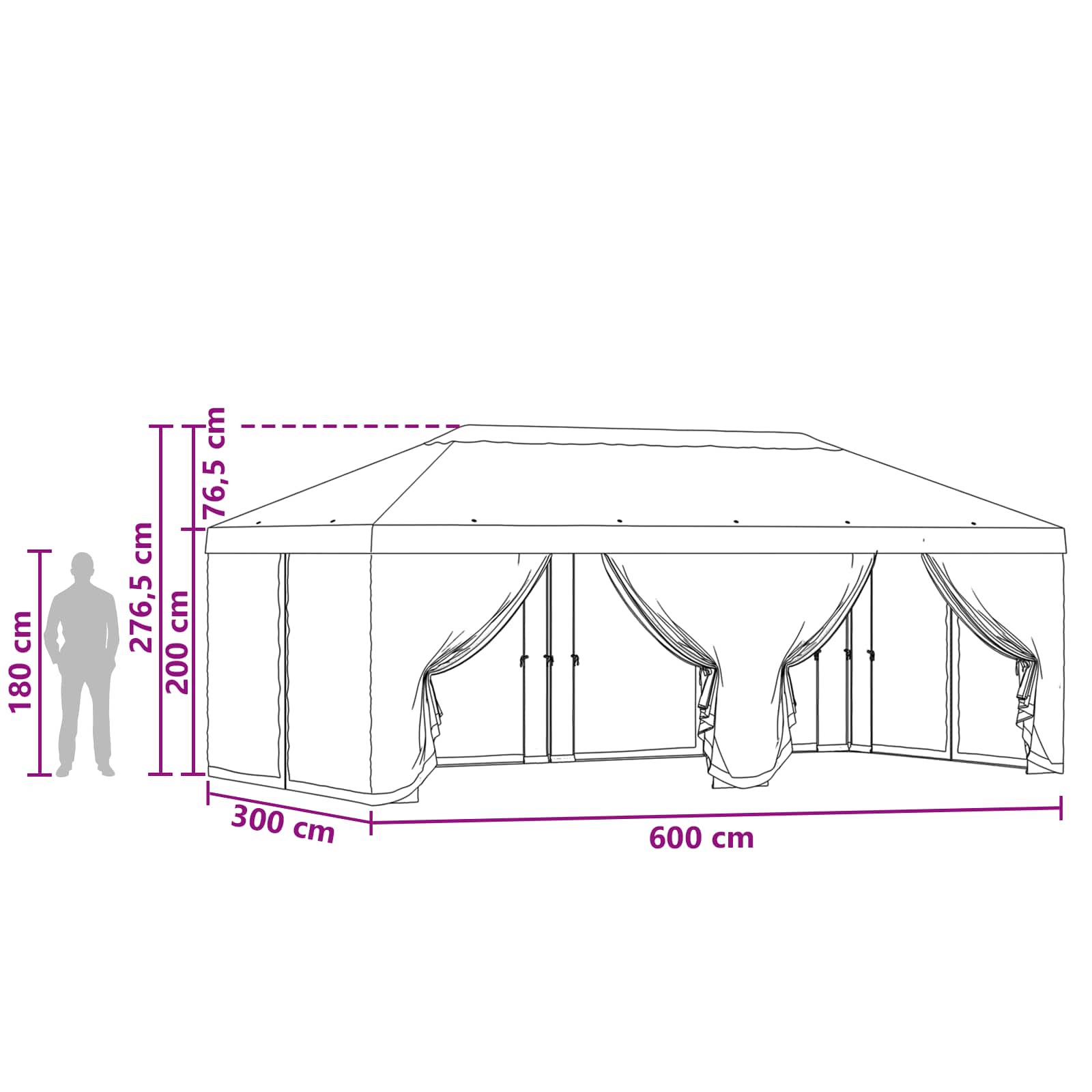 Gazebo Cover with Sidewalls 6 x 3 m Cream Polyester 190