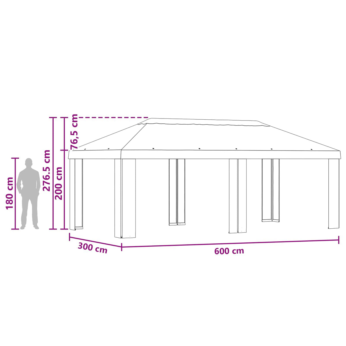 Gazebo Cover 6 x 3 m Anthracite Polyester 190 gsm