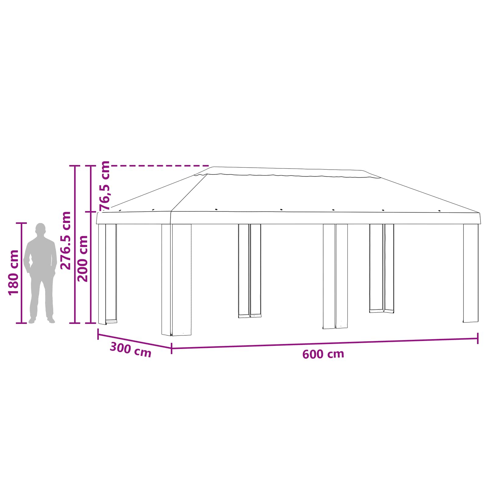 Gazebo Cover 6 x 3 m Anthracite Polyester 190 gsm