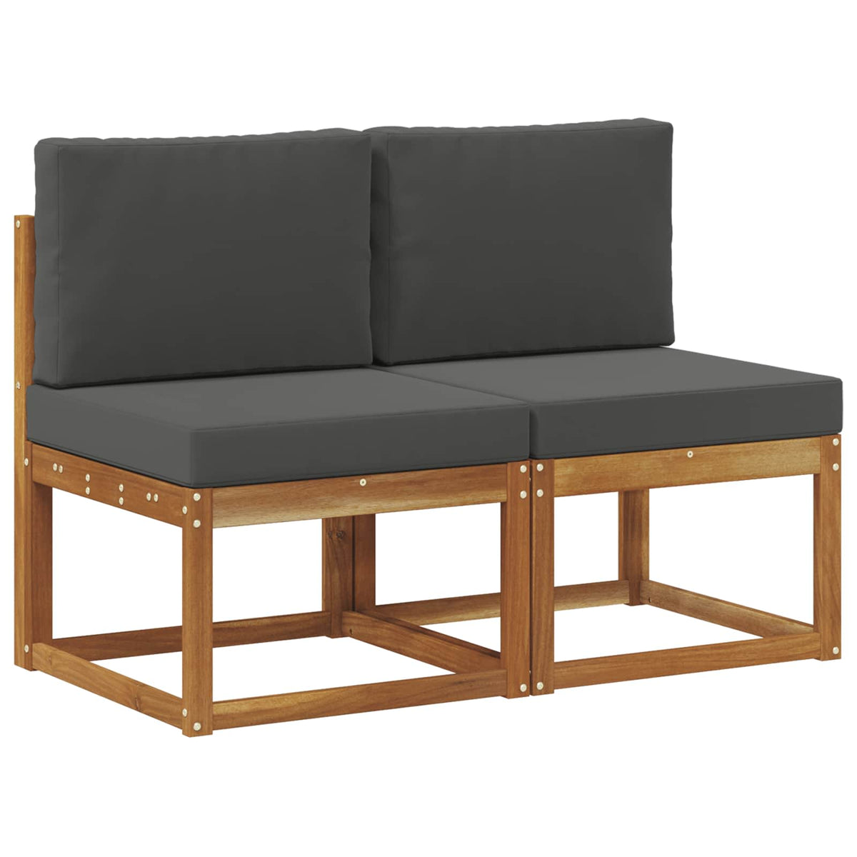 2 Piece Outdoor Middle Sofa Solid Acacia Wood