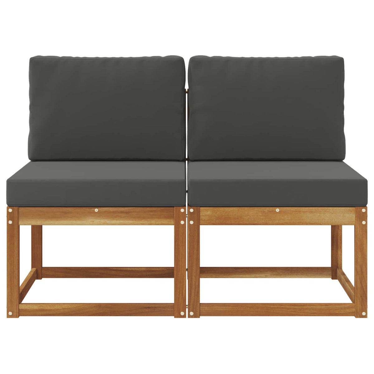 2 Piece Outdoor Middle Sofa Solid Acacia Wood