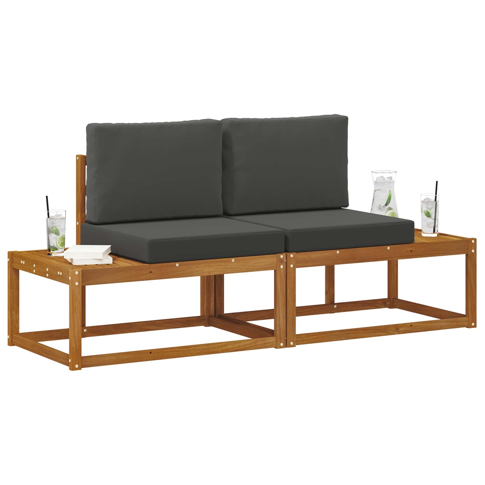 Outdoor End Sofa with Cushion 2 Piece Natural and Anthracite