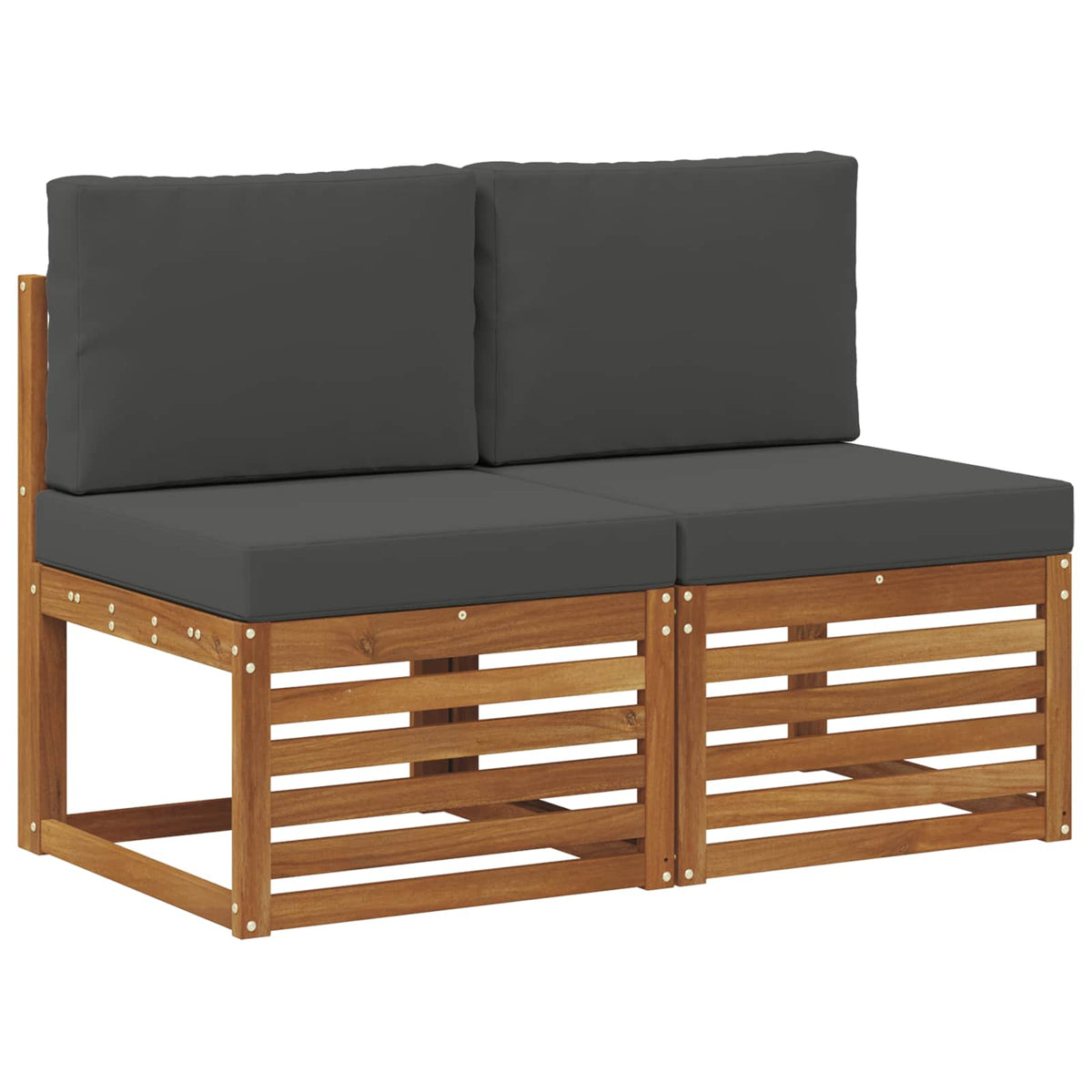 2 Piece Outdoor Middle Sofa Solid Acacia Wood Natural