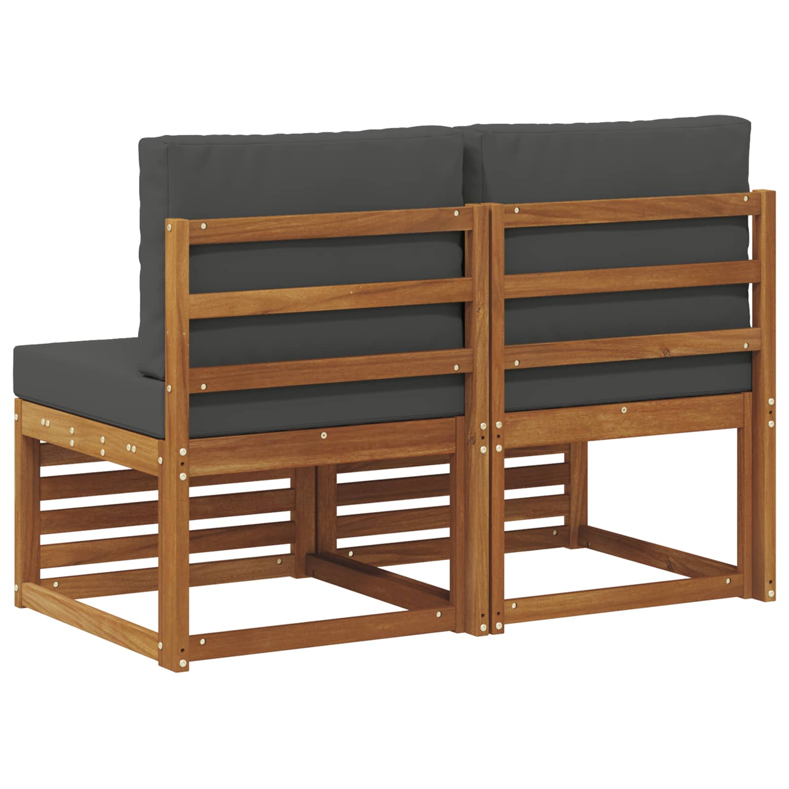 2 Piece Outdoor Middle Sofa Solid Acacia Wood Natural