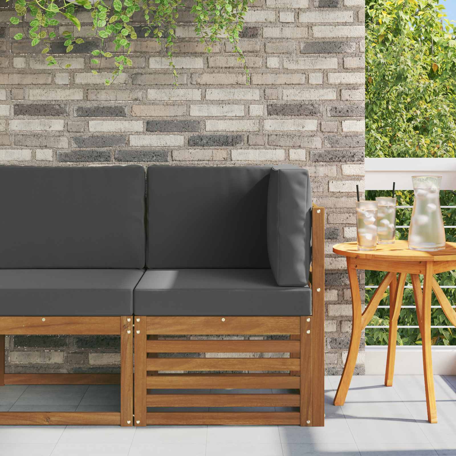 Outdoor Corner Sofa Solid Acacia Wood Natural