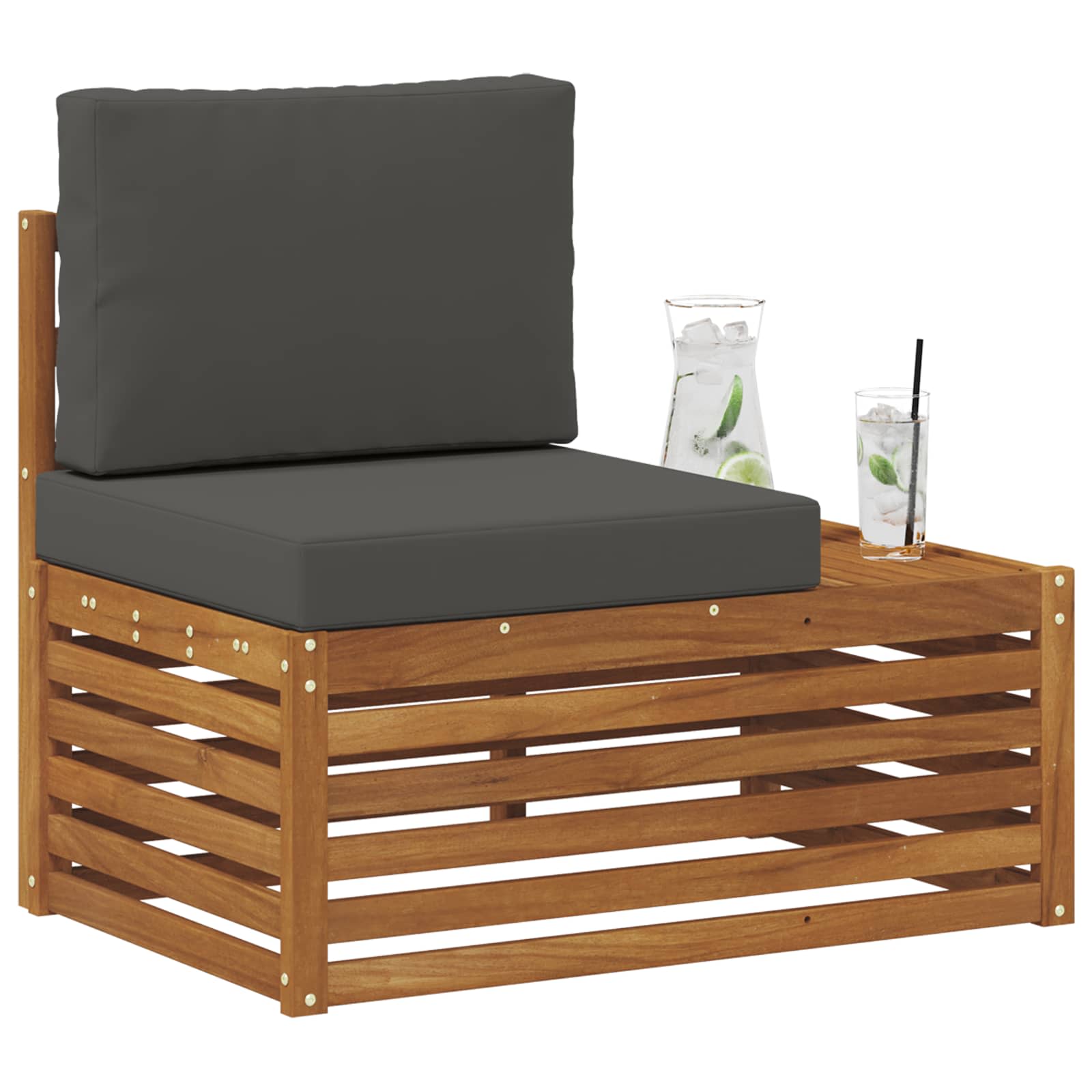 Outdoor End sofa Natural 91 x 63 x 73 cm Solid Acacia Wood