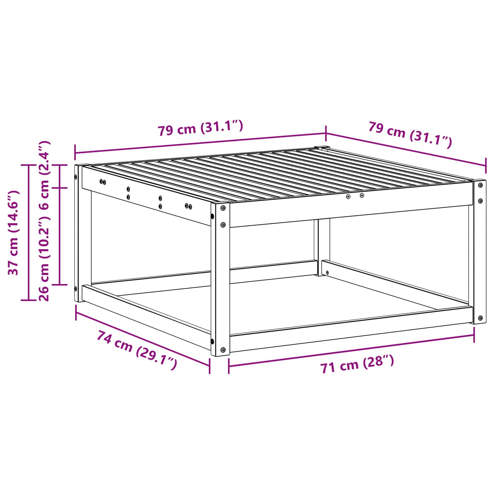 Outdoor Table Natural 79 x 79 x 37 cm