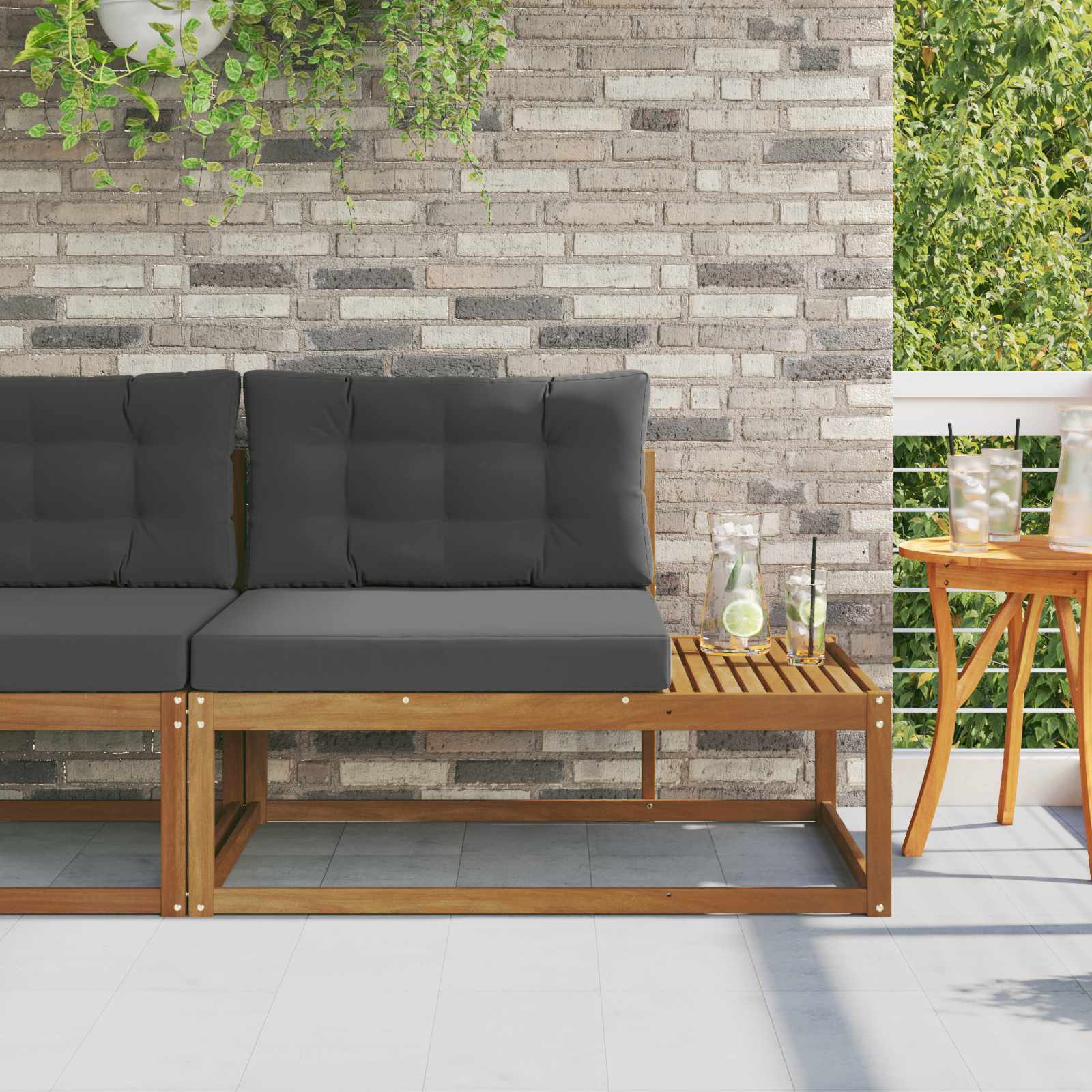 Outdoor End sofa with Cushion Natural 115 x 83 x 73 cm