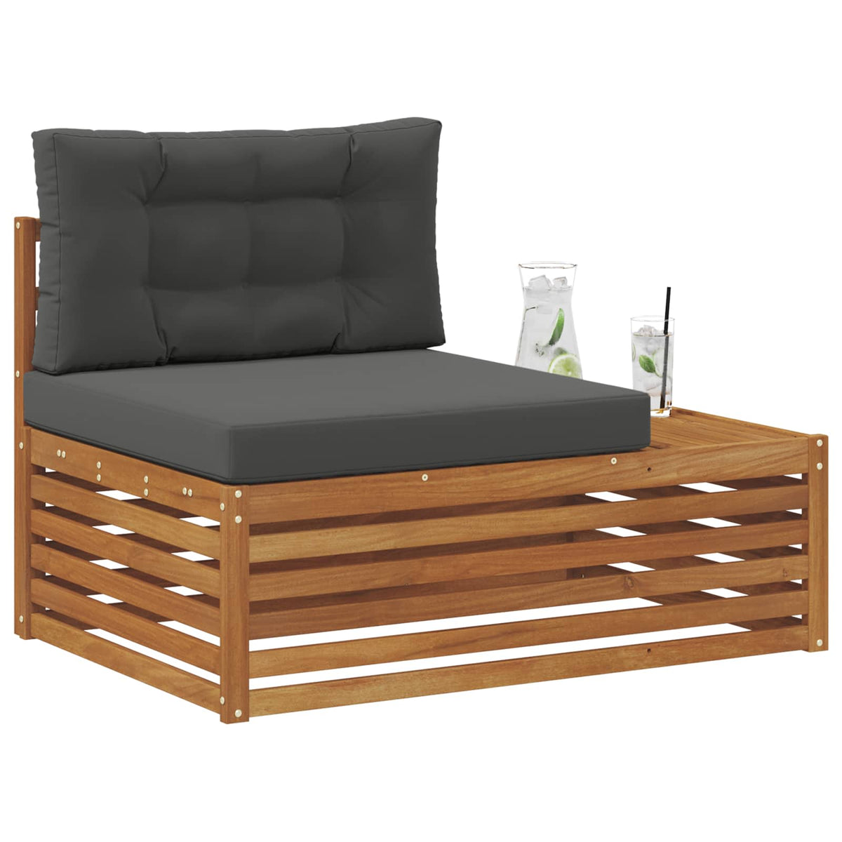 Outdoor End sofa Natural 115 x 83 x 73 cm Solid Acacia Wood