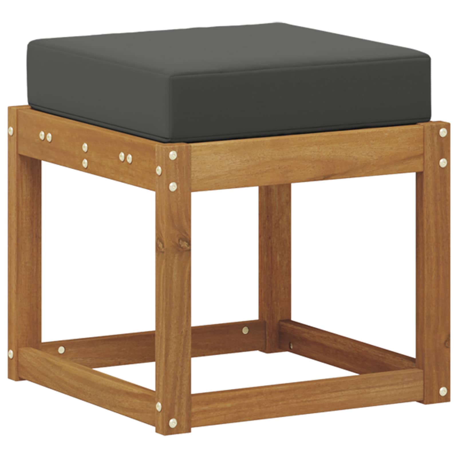 Stool Bench with Cushion Natural and Anthracite 43 x 43 x 37 cm