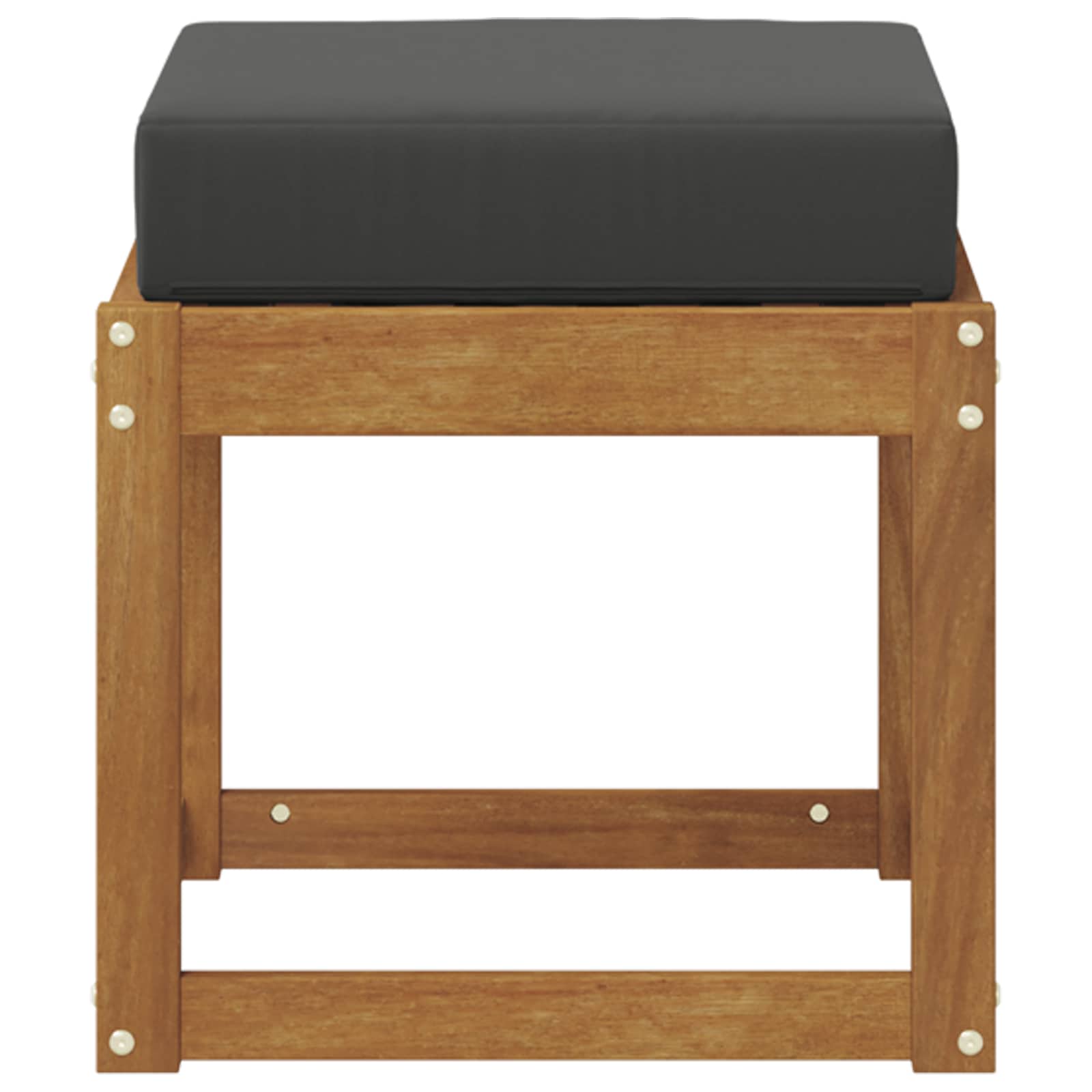 Stool Bench with Cushion Natural and Anthracite 43 x 43 x 37 cm