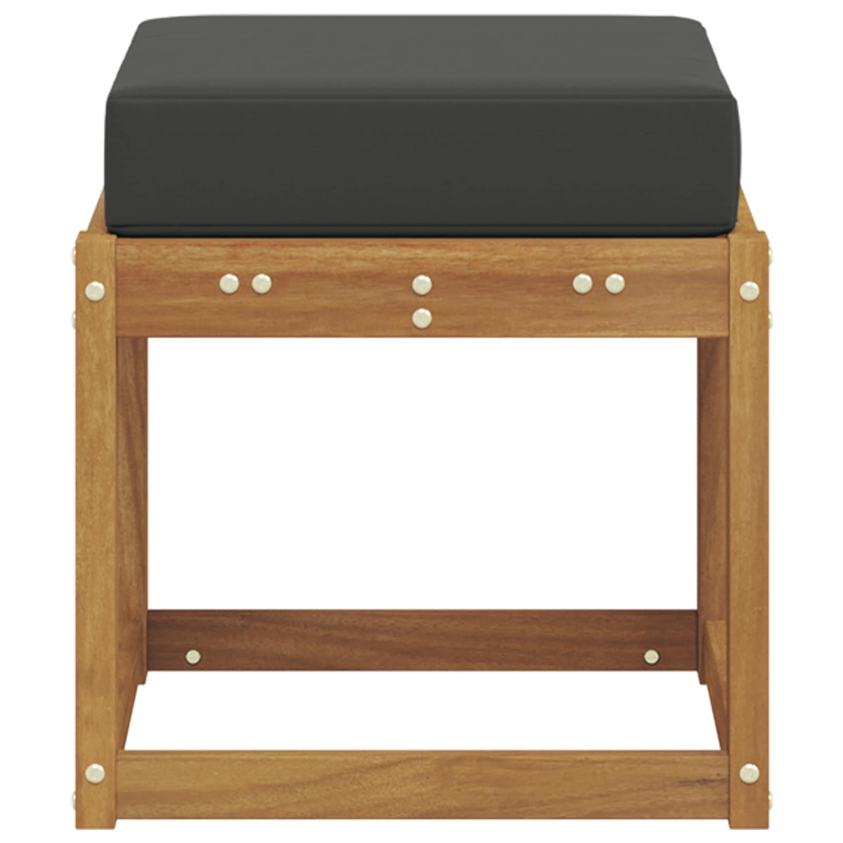 Stool Bench with Cushion Natural and Anthracite 43 x 43 x 37 cm