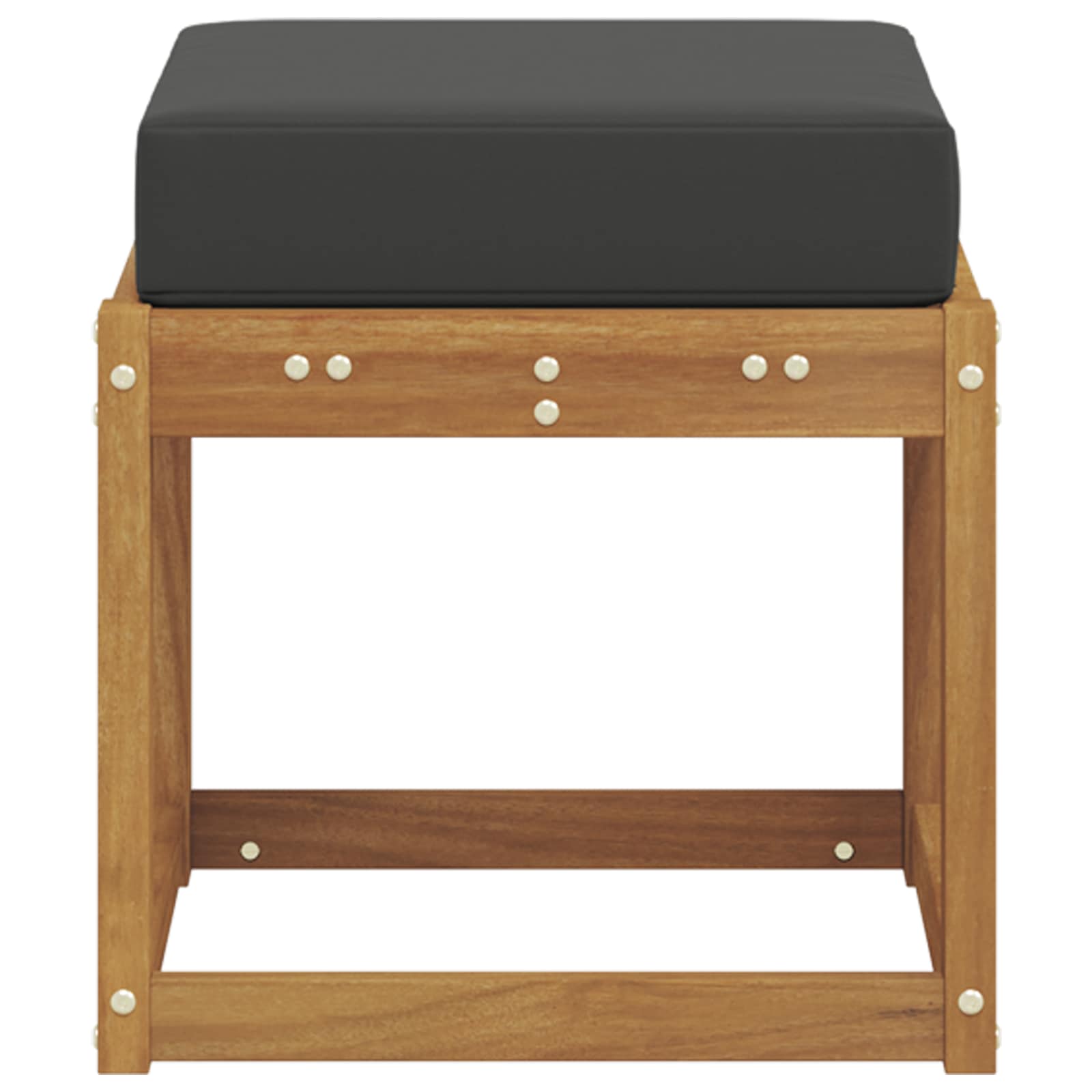 Stool Bench with Cushion Natural and Anthracite 43 x 43 x 37 cm