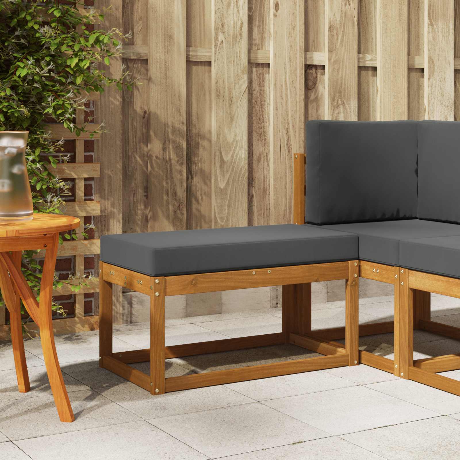 Outdoor Stool Bench Solid Acacia Wood Natural