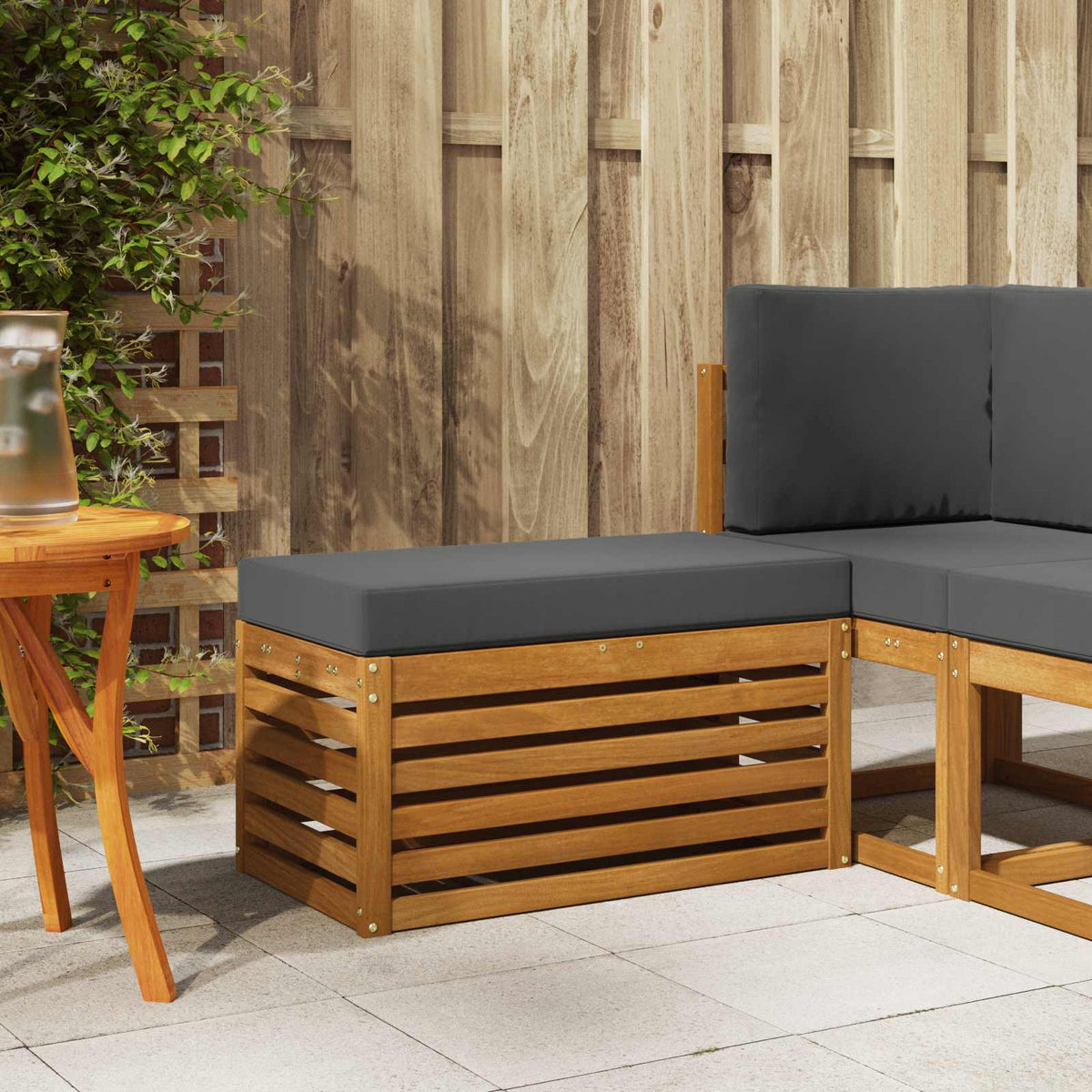 Outdoor Stool Bench Solid Acacia Wood Natural