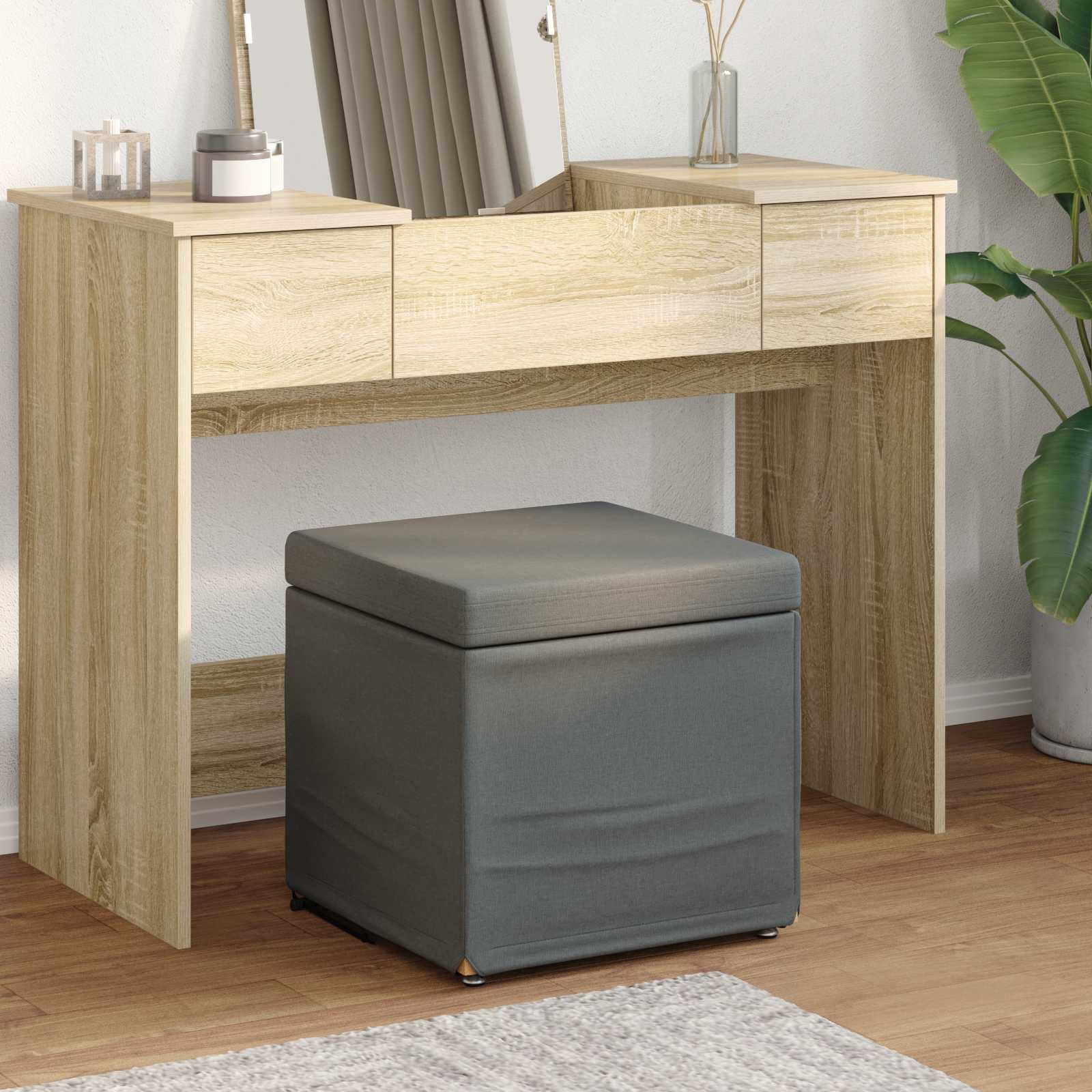 Stool Dark Grey 41 x 41 x 40 cm Fabric and Engineered Wood