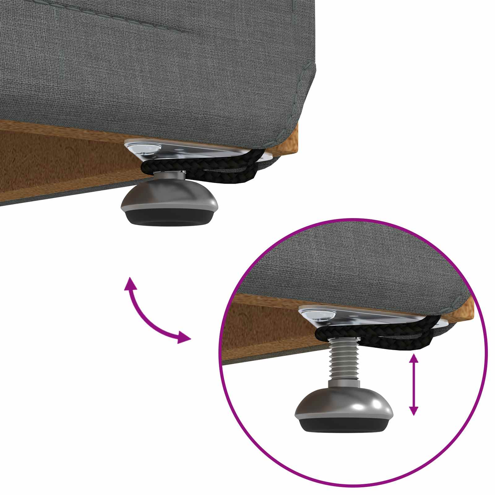 Stool Dark Grey 41 x 41 x 40 cm Fabric and Engineered Wood