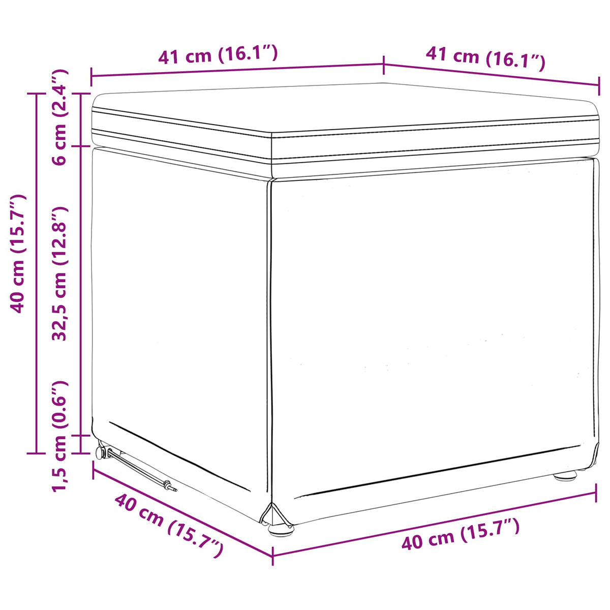 Stool Black 41 x 41 x 40 cm Velvet and Engineered Wood