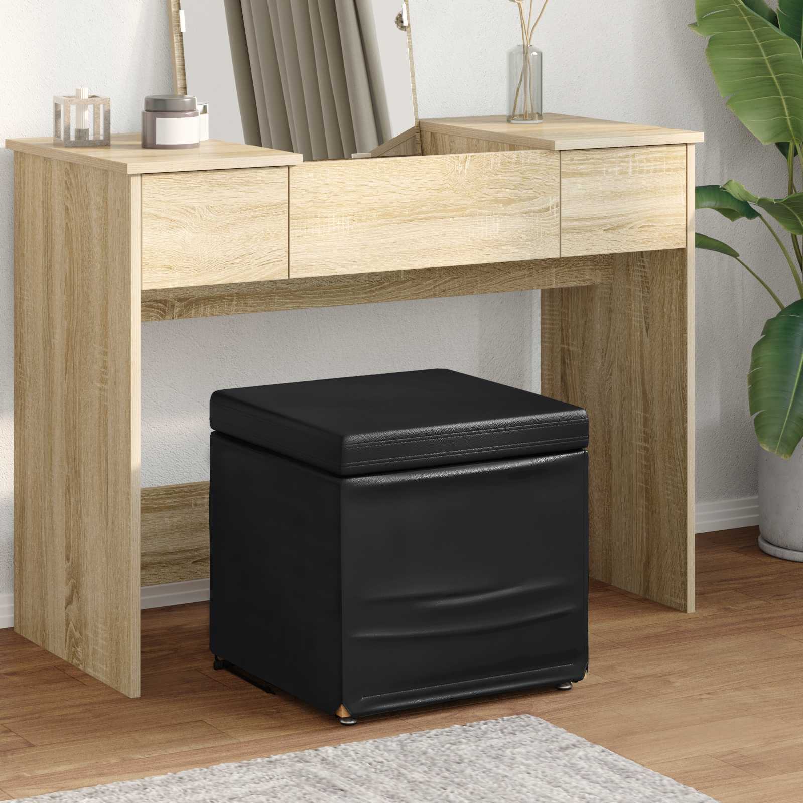 Stool Black 41 x 41 x 40 cm Faux Leather and Engineered Wood