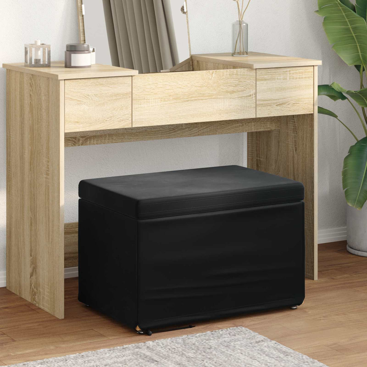 Stool Black 61 x 41 x 40 cm Velvet and Engineered Wood