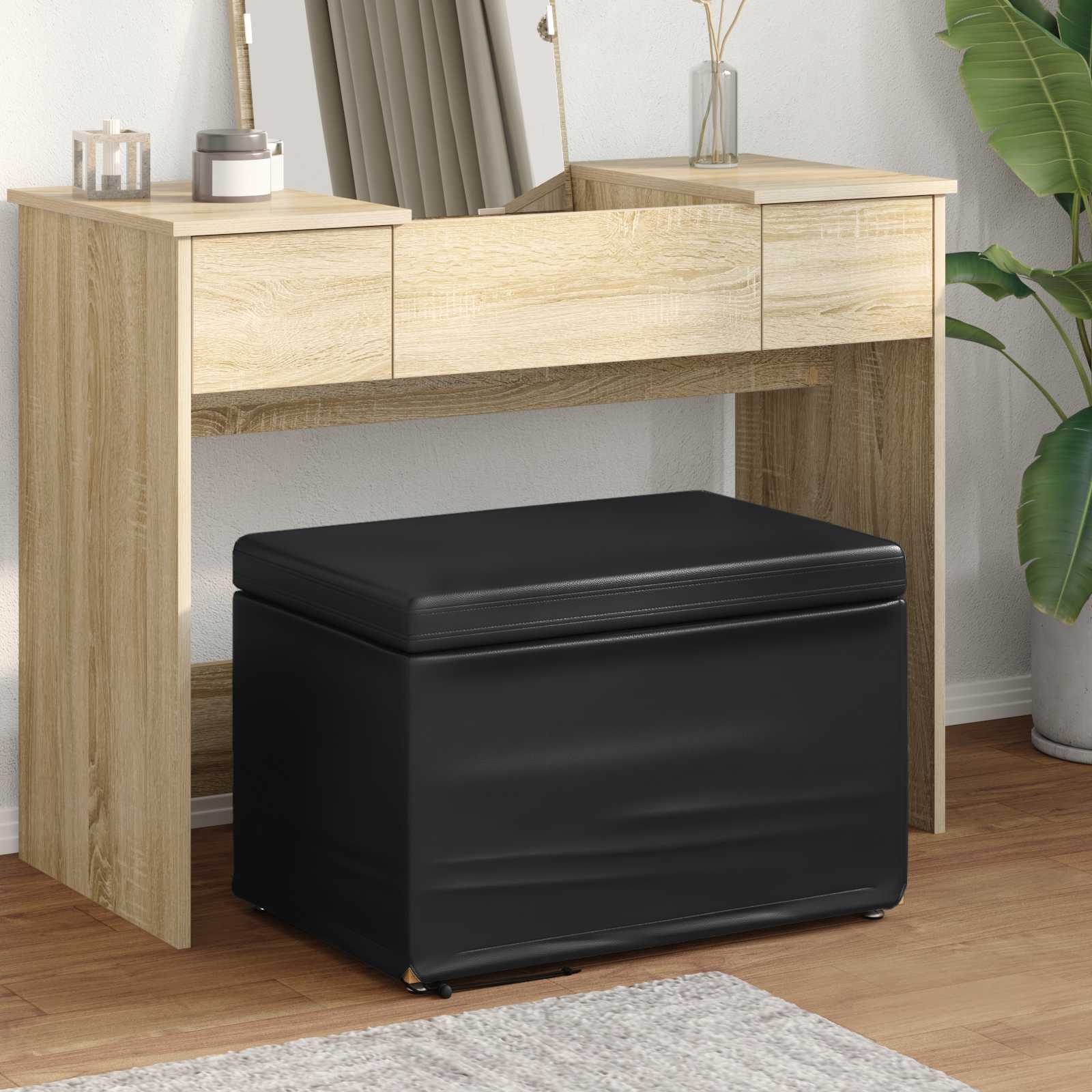 Stool Black 61 x 41 x 40 cm Faux Leather and Engineered Wood