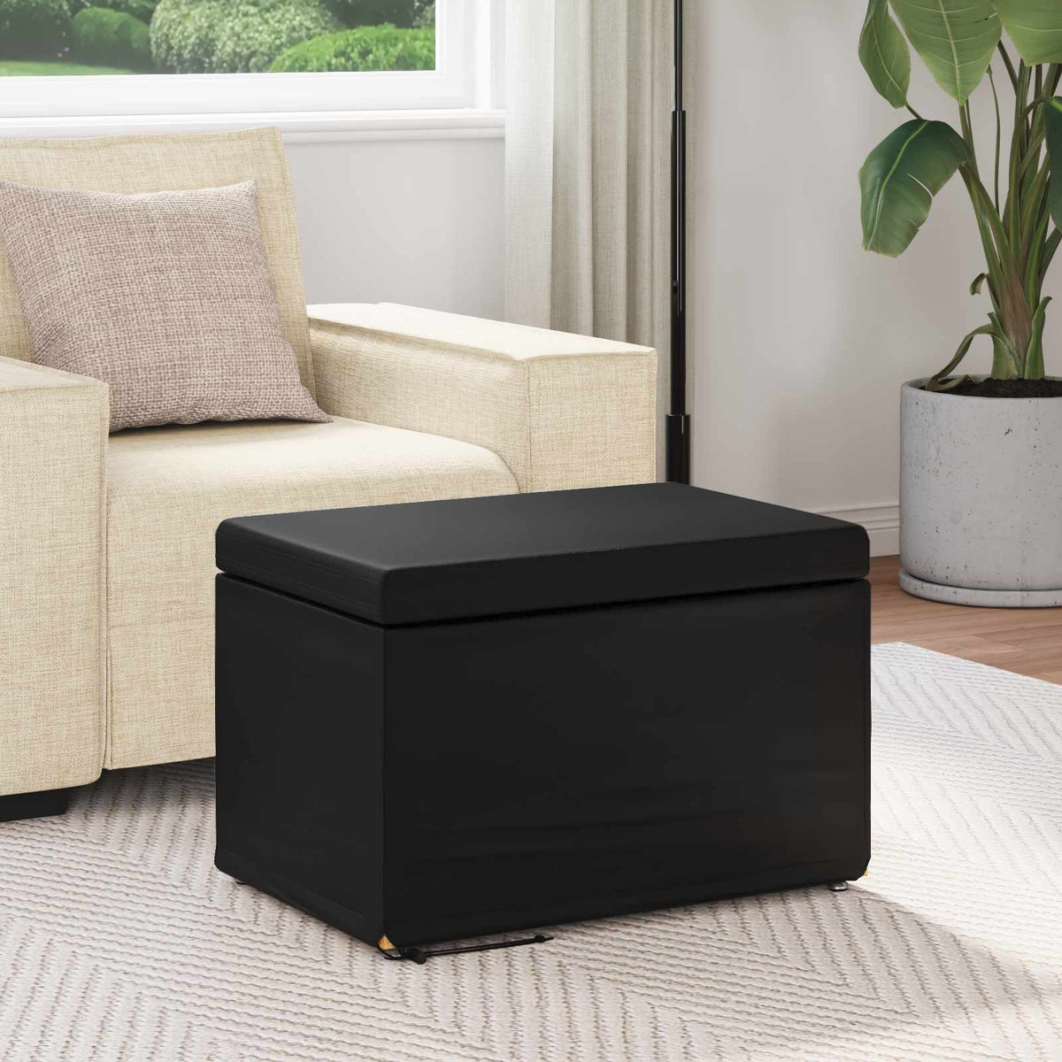 Stool Black 61 x 41 x 40 cm Faux Leather and Engineered Wood