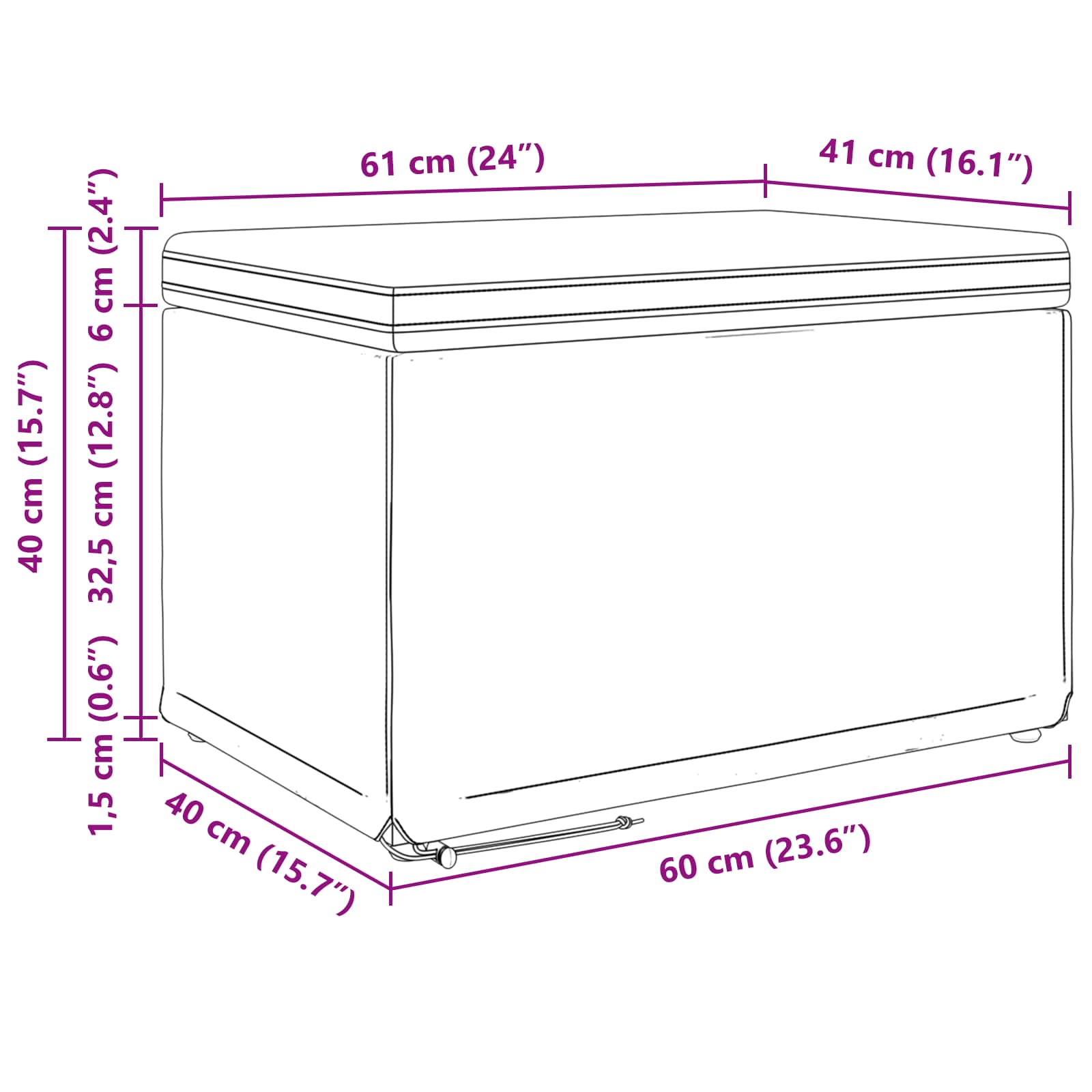 Stool Black 61 x 41 x 40 cm Faux Leather and Engineered Wood