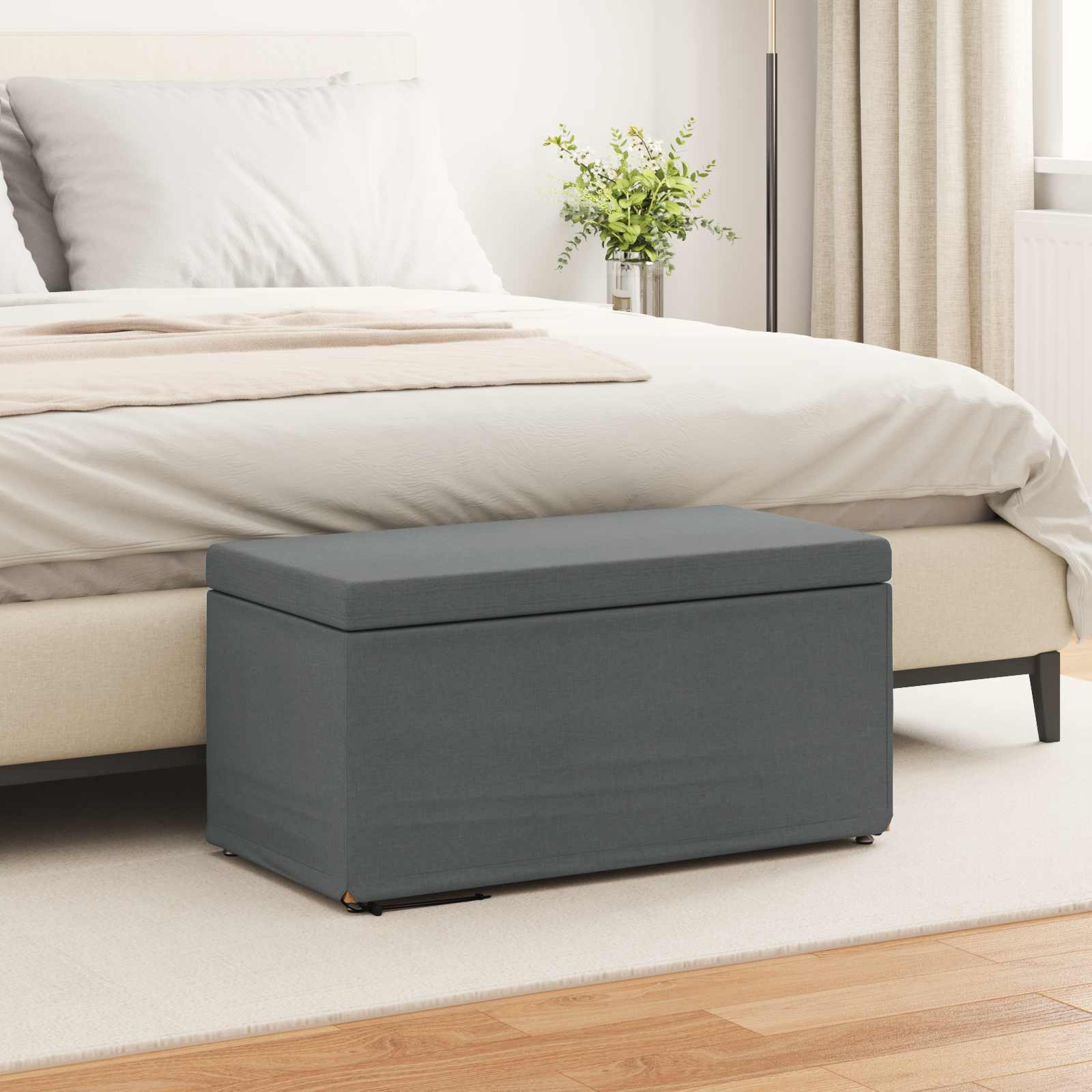 Stool Dark Grey 81 x 41 x 40 cm Fabric and Engineered Wood