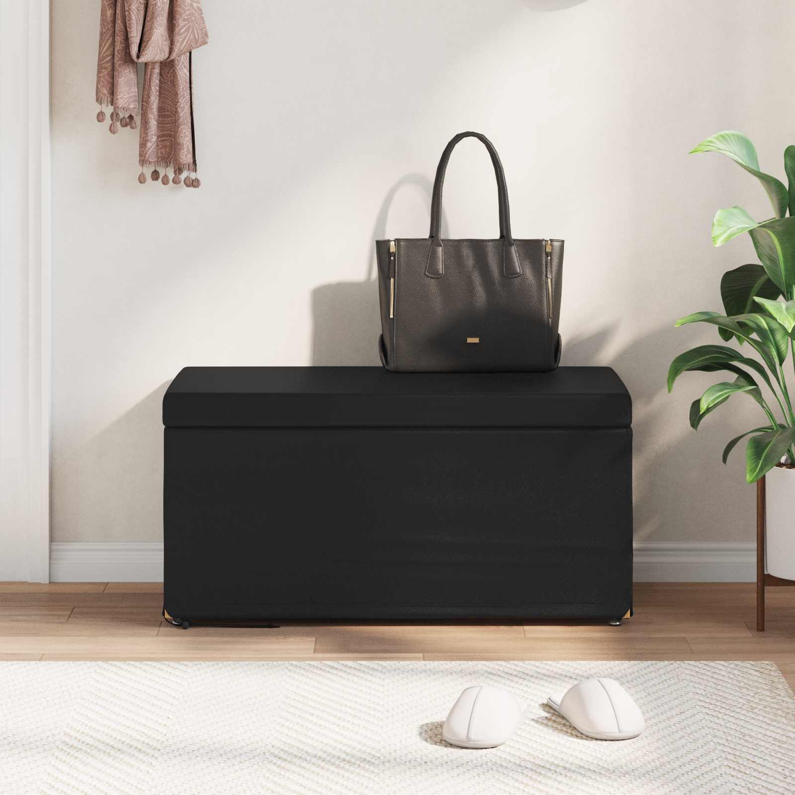 Stool Black 81 x 41 x 40 cm Faux Leather and Engineered Wood