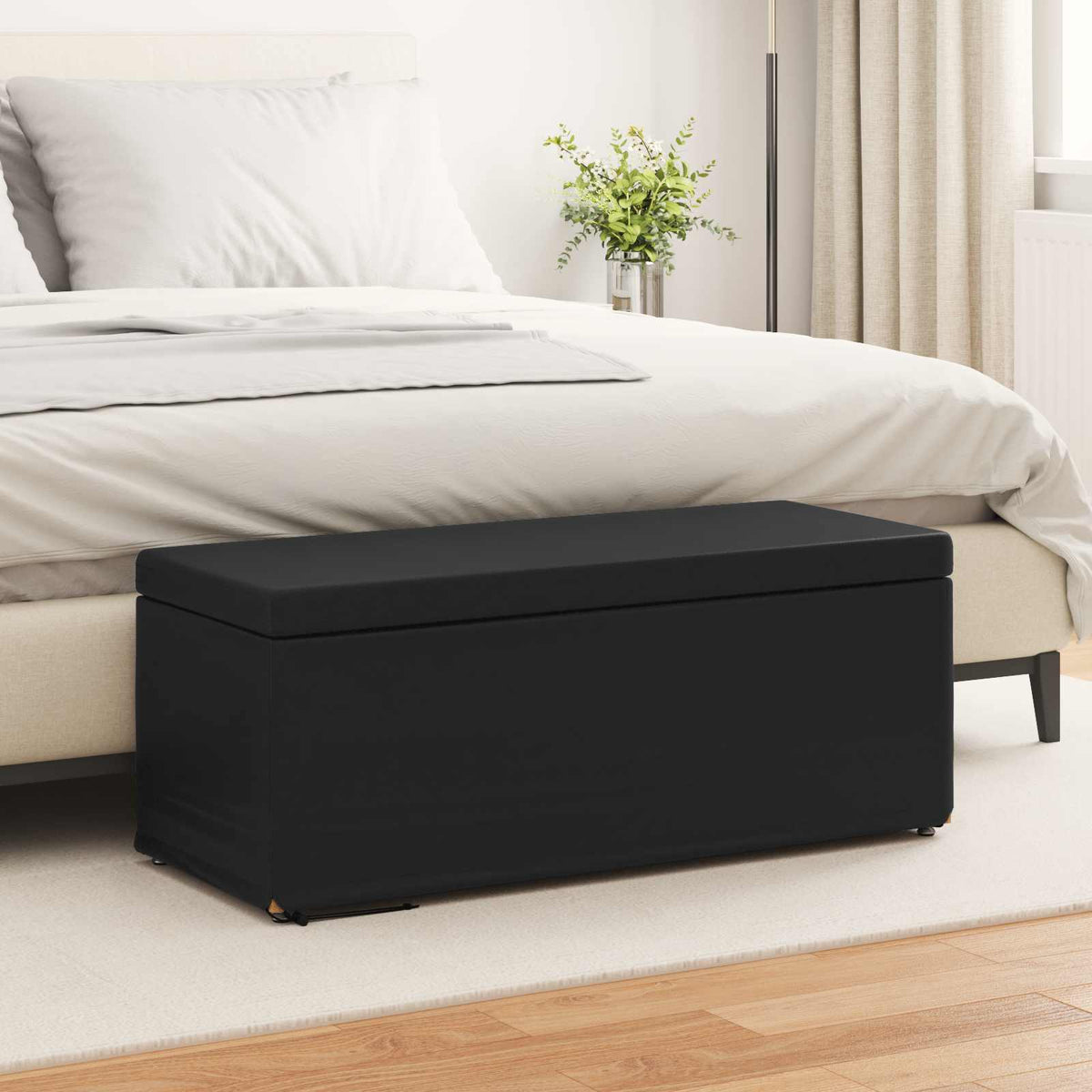 Stool Black 101 x 41 x 40 cm Faux Leather and Engineered Wood