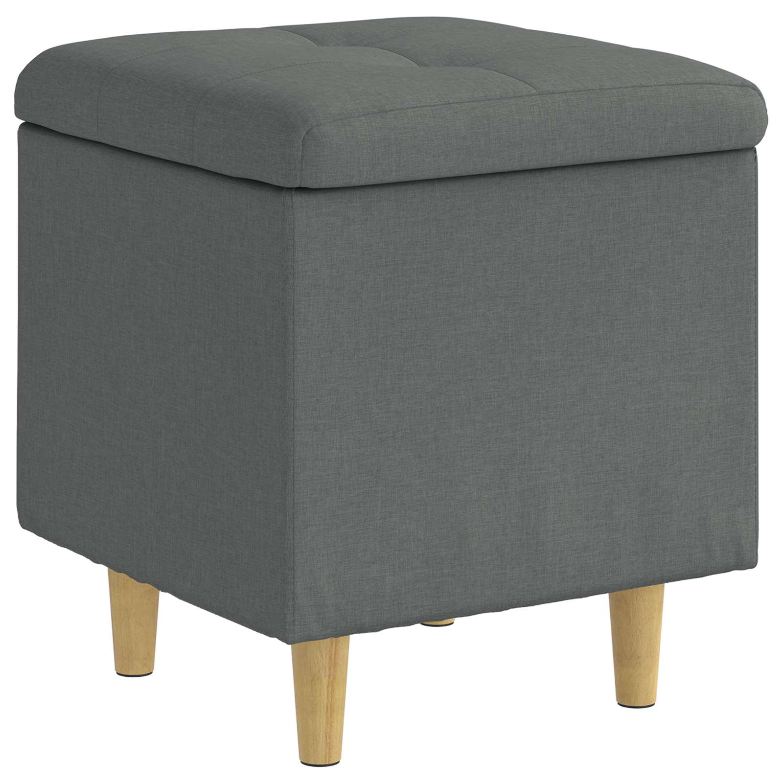 Storage Ottoman with Cushion Dark Grey 40 x 40 x 45 cm Fabric