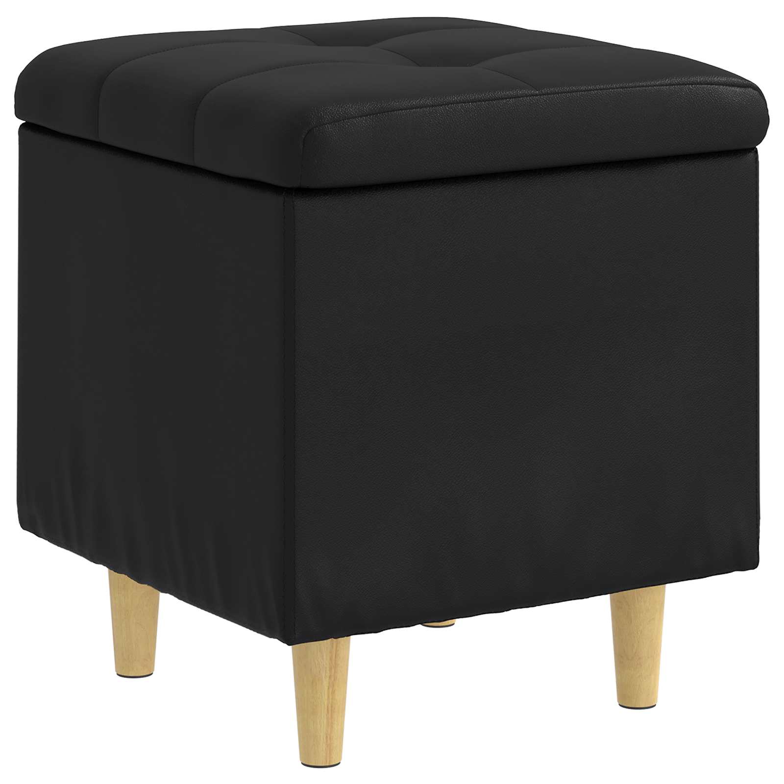 Storage Ottoman with Cushion Black 40 x 40 x 45 cm Faux leather