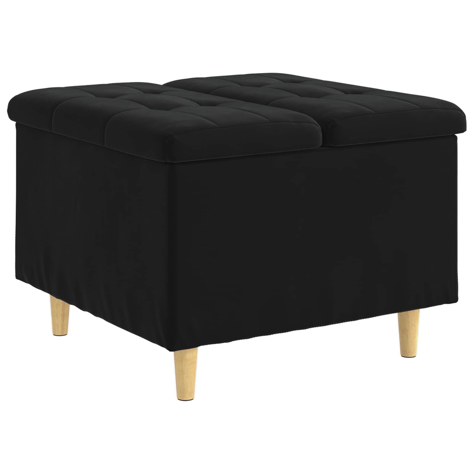 Storage Ottoman with Cushion Black 60 x 60 x 45 cm Velvet