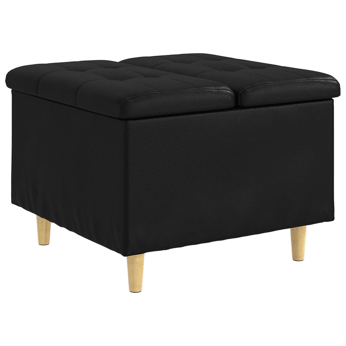 Storage Ottoman with Cushion Black 60 x 60 x 45 cm Faux leather