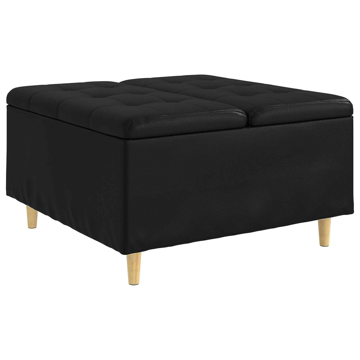 Storage Ottoman with Cushion Black 80 x 80 x 45 cm Faux leather
