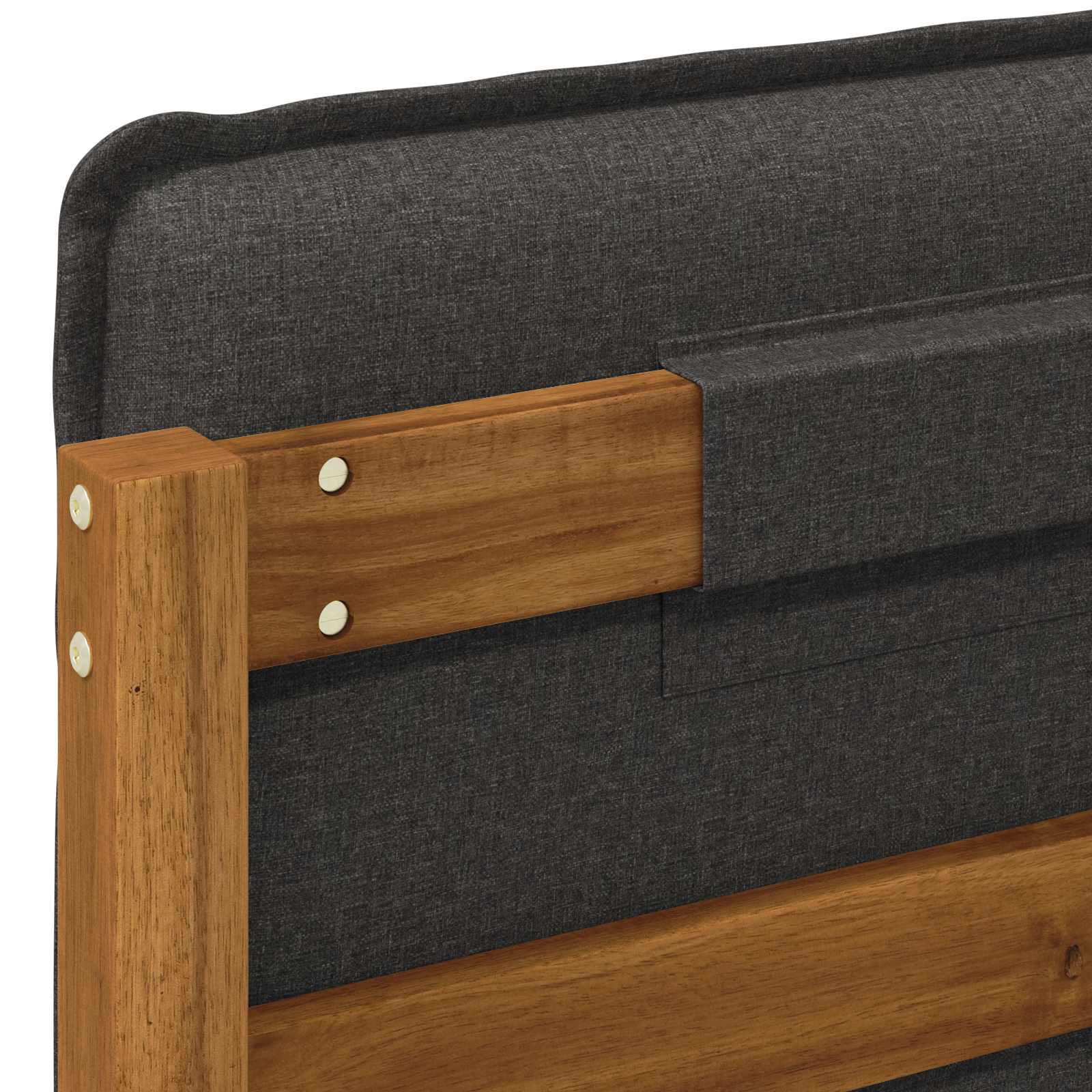Bed Frame with Upholstered Headboard Natural and Dark Grey