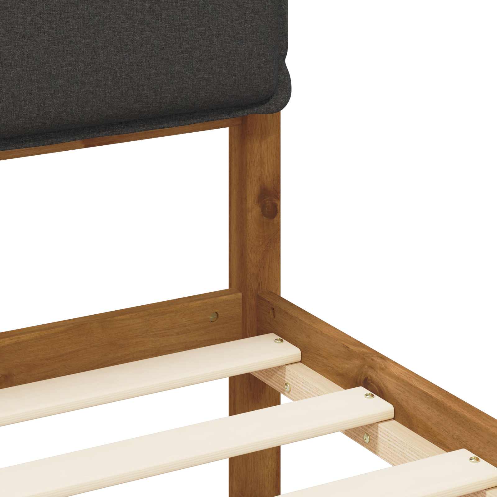 Bed Frame with Upholstered Headboard Natural and Dark Grey