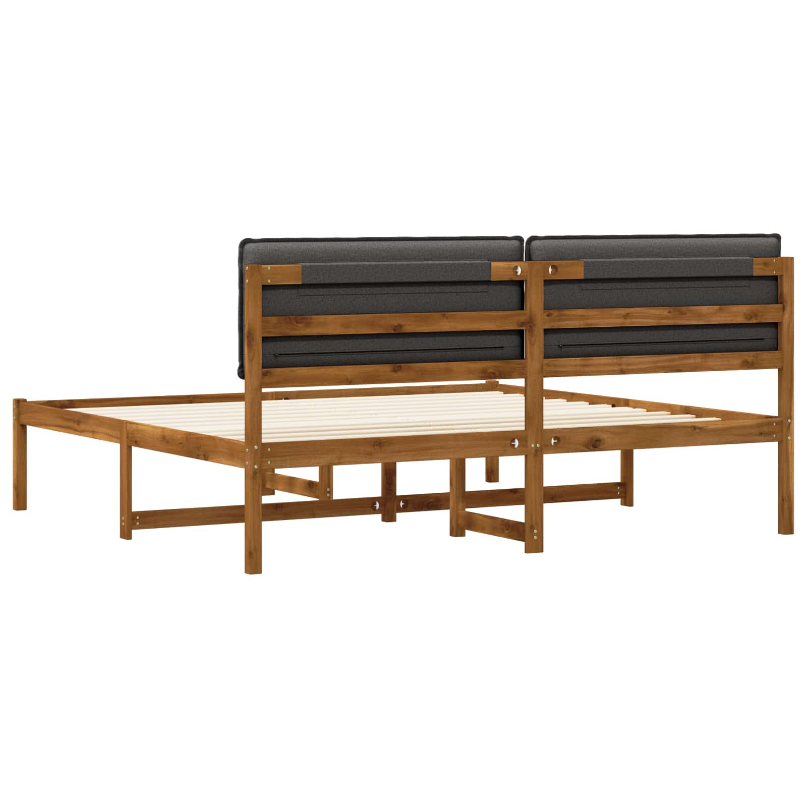 Bed Frame with Upholstered Headboard Natural and Dark Grey