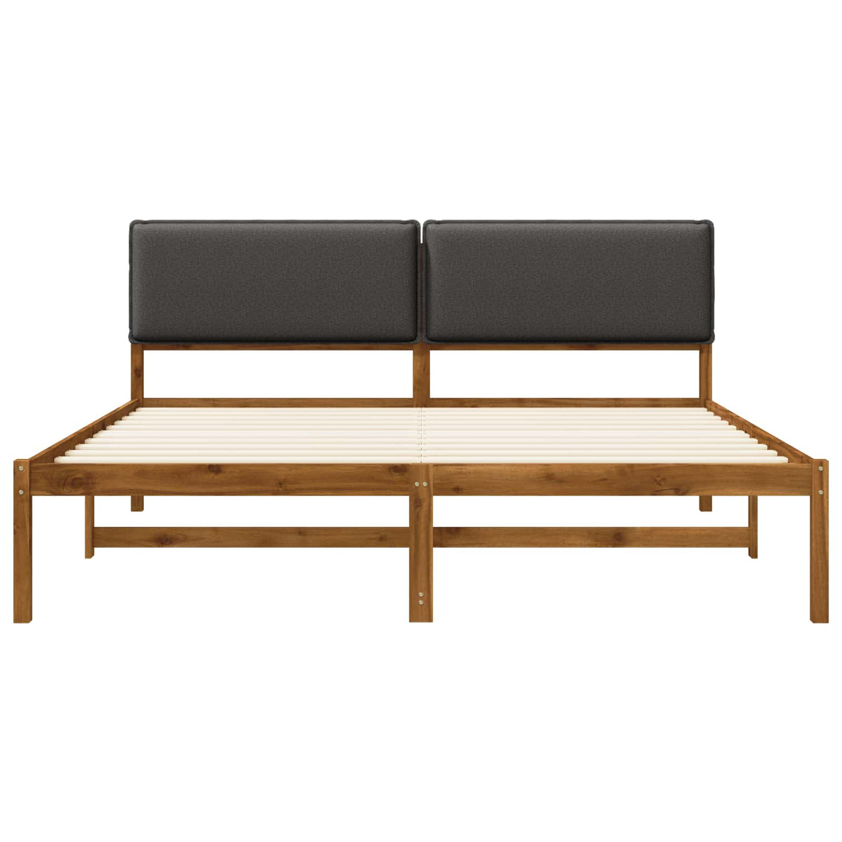 Bed Frame with Upholstered Headboard Natural and Dark Grey