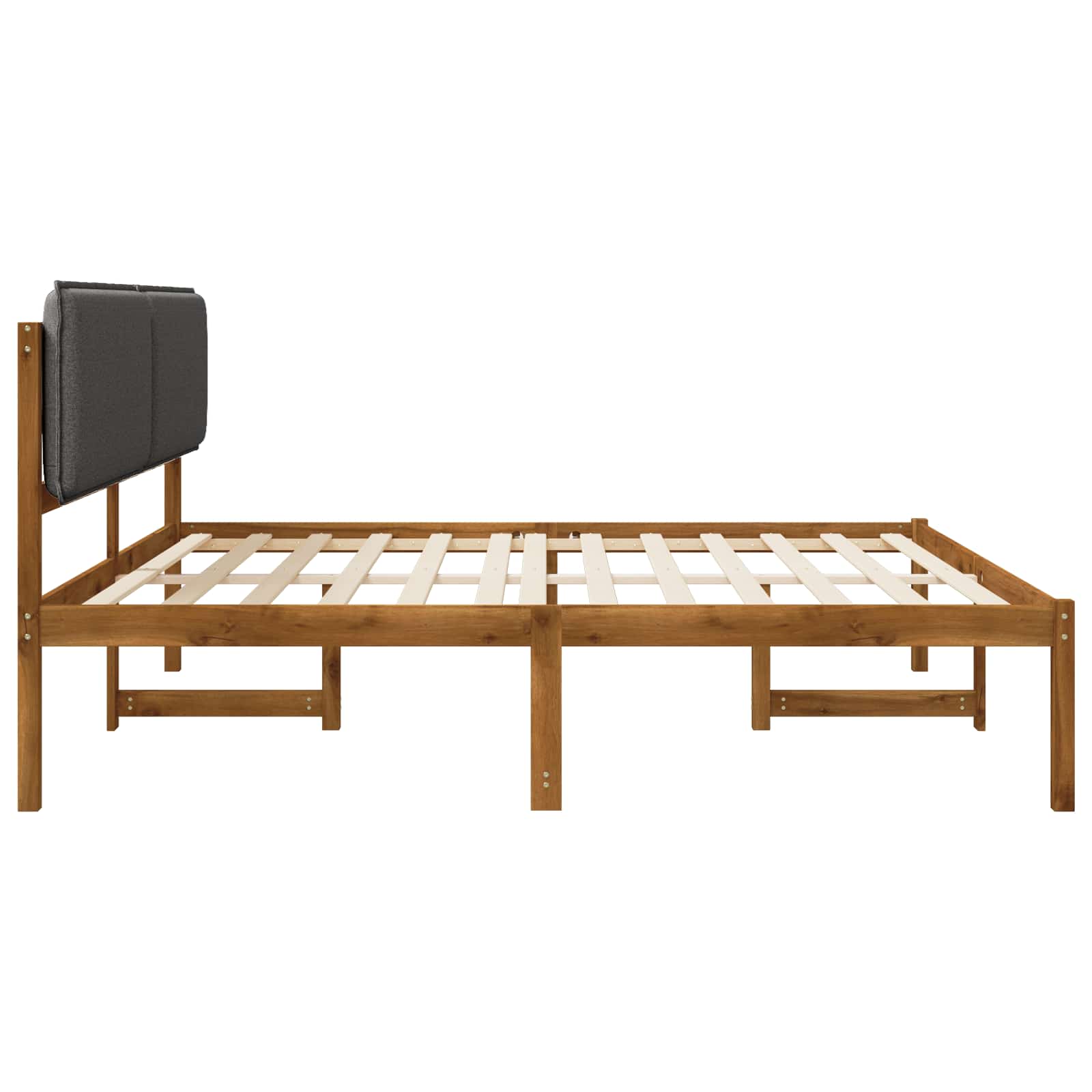 Bed Frame with Upholstered Headboard Natural and Dark Grey