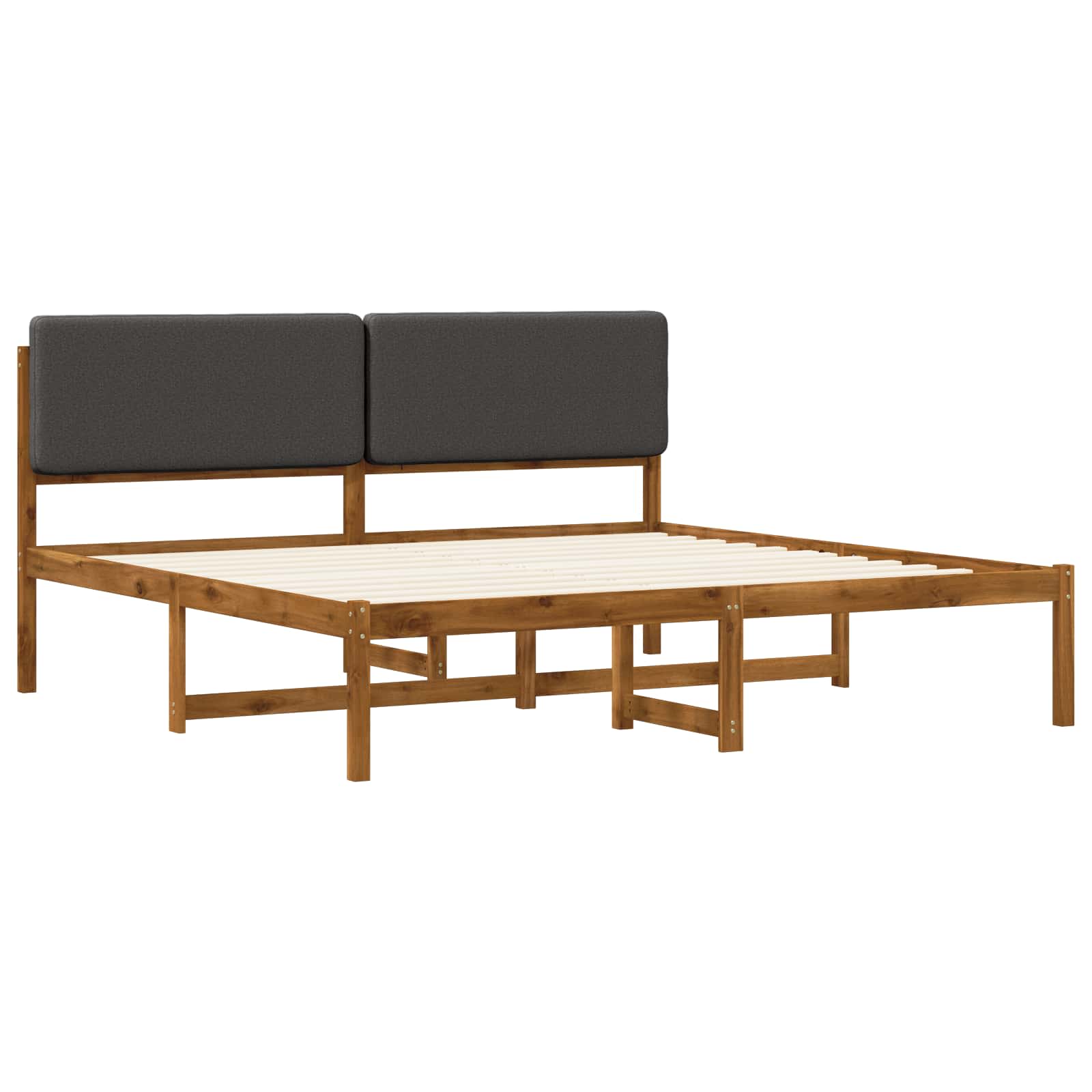 Bed Frame with Upholstered Headboard Natural and Dark Grey
