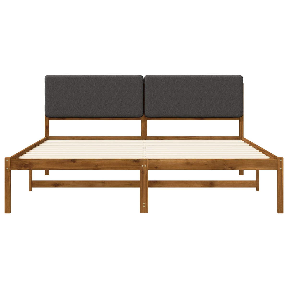 Bed Frame with Upholstered Headboard Natural and Dark Grey