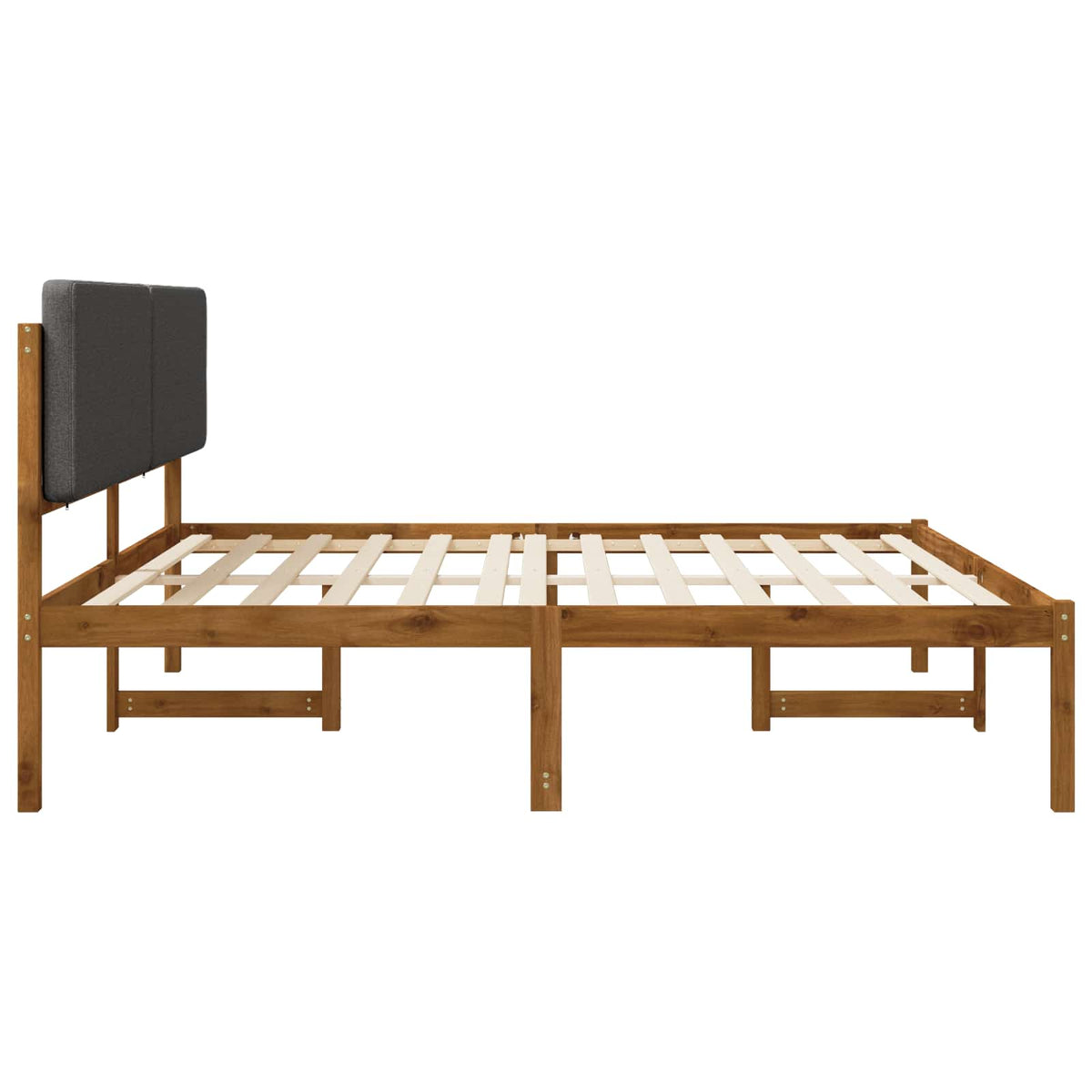 Bed Frame with Upholstered Headboard Natural and Dark Grey
