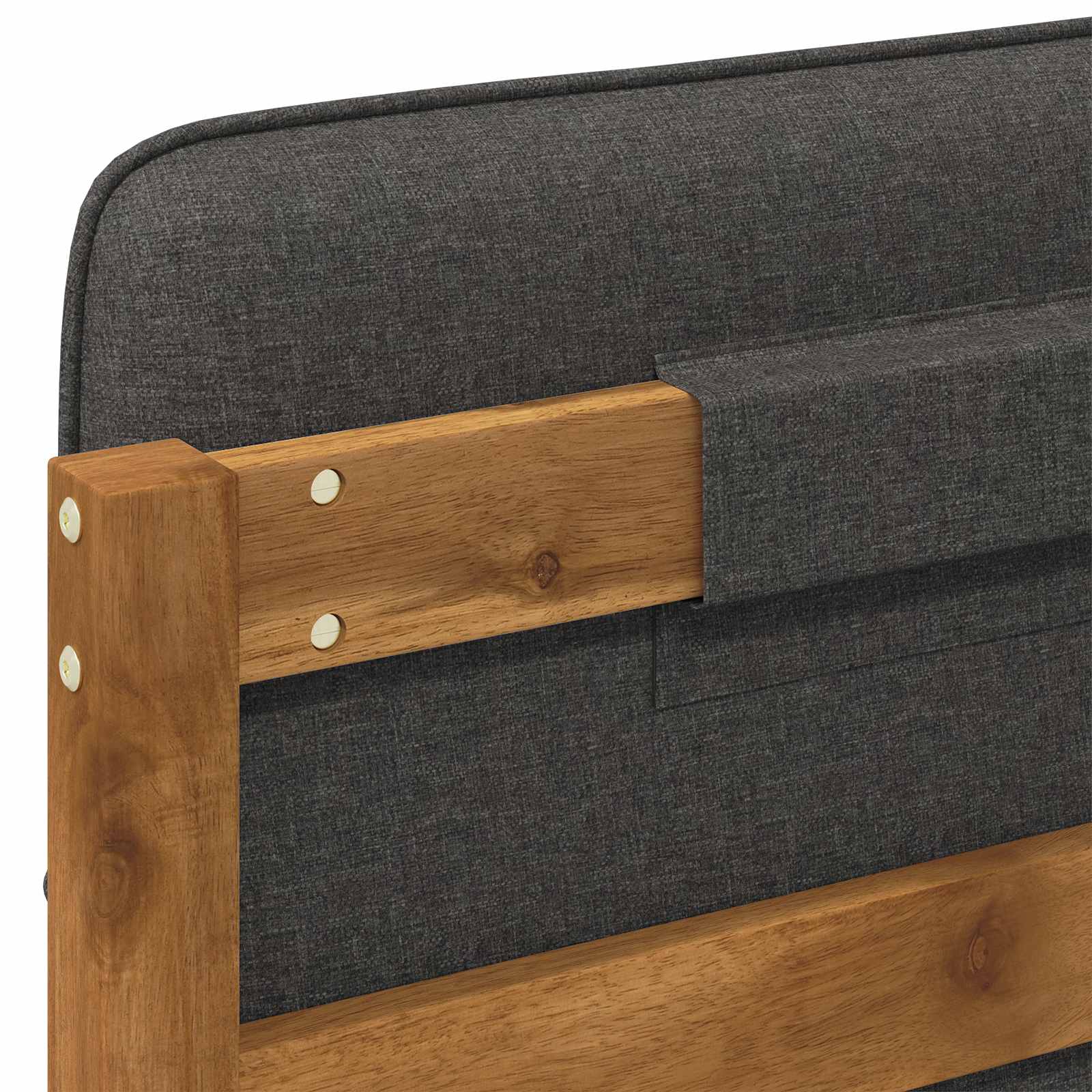Bed Frame with Upholstered Headboard Natural and Dark Grey