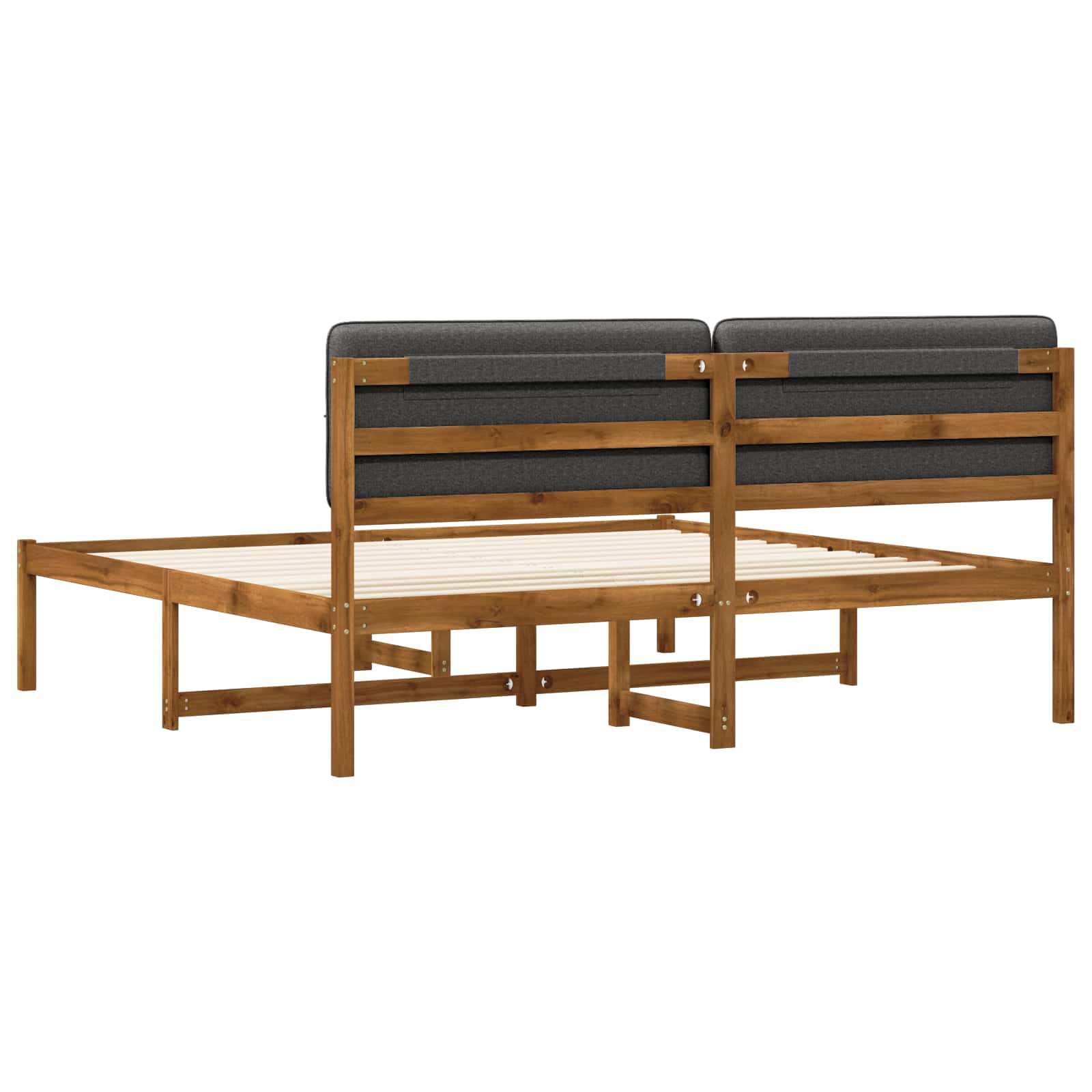Bed Frame with Upholstered Headboard Natural and Dark Grey