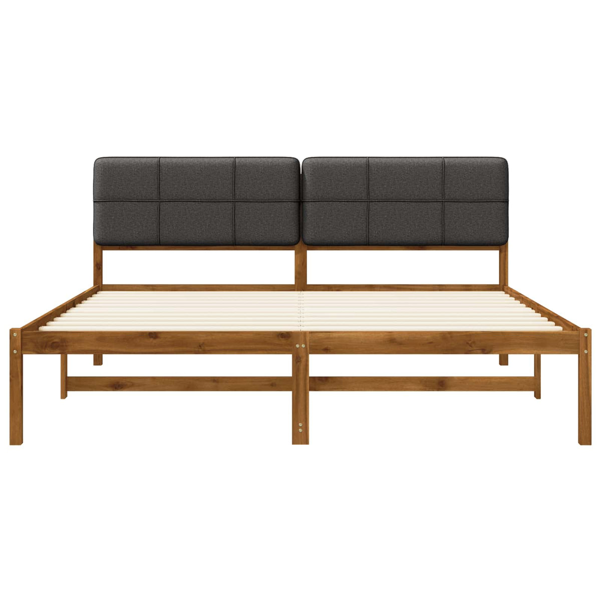Bed Frame with Upholstered Headboard Natural and Dark Grey