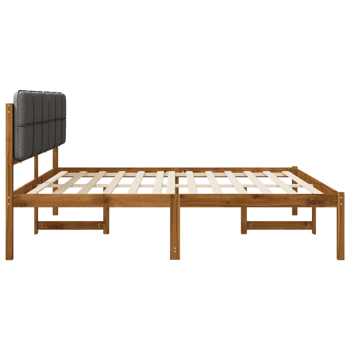 Bed Frame with Upholstered Headboard Natural and Dark Grey