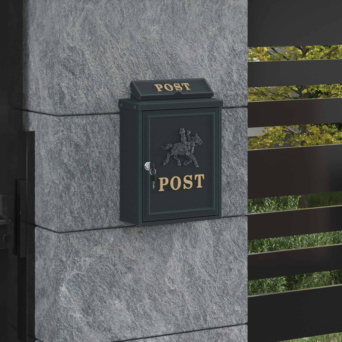 Wall Mounted Mailbox Green 29 x 13 x 41 cm Cast Aluminum